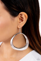 Paparazzi Asymmetrical Action - Silver Earrings