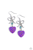 Paparazzi BOW Away Zone - Purple Heart Earrings