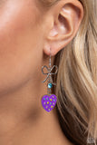 Paparazzi BOW Away Zone - Purple Heart Earrings