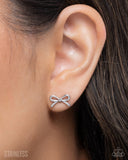 Paparazzi BOW The Line- SIlver Earrings