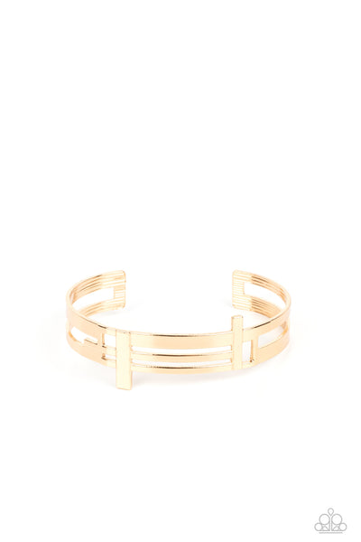 Paparazzi Barred Lines - Gold Bracelet