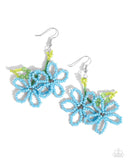 Paparazzi Beaded Blooms - Blue Earrings
