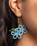 Paparazzi Beaded Blooms - Blue Earrings