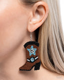 Paparazzi Beaded Boot- Brown Earrings