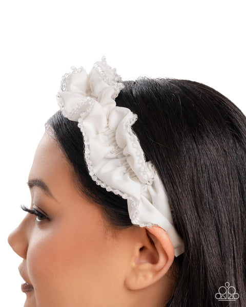 Paparazzi Beaded Broadcast- White Headband