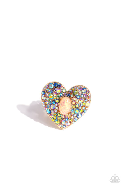 Paparazzi Bejeweled Beau - Gold Heart Ring