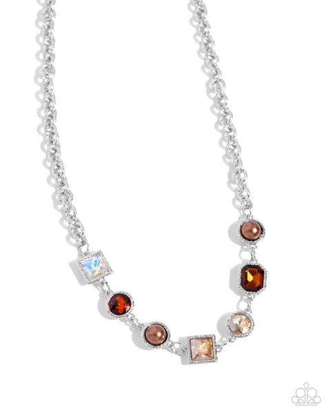 Paparazzi Bejeweled Bravado - Brown Necklace