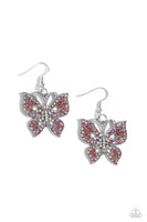 Paparazzi Bejeweled Breeze - Pink Butterfly Earrings