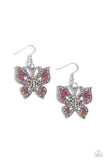 Paparazzi Bejeweled Breeze - Pink Butterfly Earrings