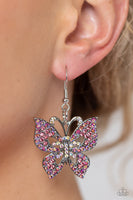 Paparazzi Bejeweled Breeze - Pink Butterfly Earrings