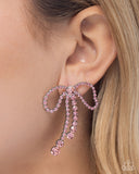 Paparazzi Black Tie Bow- Pink Earrings