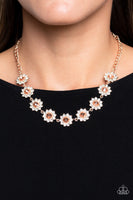 Paparazzi Blooming Brilliance - Rose Gold Floral Necklace