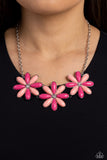 Paparazzi Bodacious Bouquet - Pink Flowers Necklace