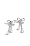 Paparazzi Bodacious Bow - White Earrings