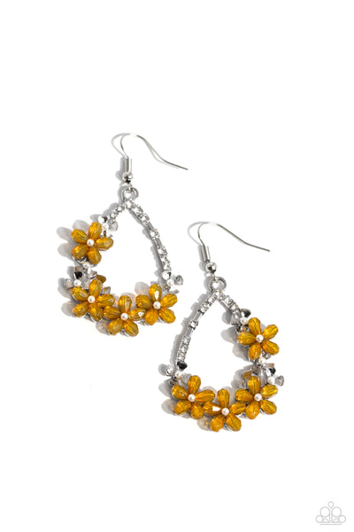 Paparazzi Boisterous Blooms - Yellow Earrings