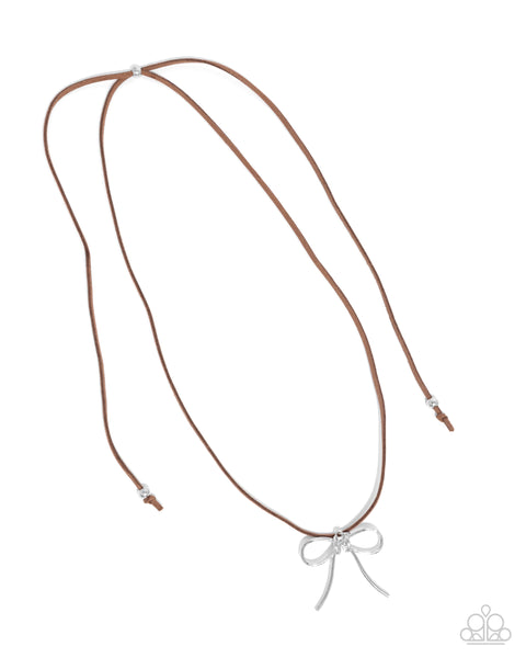 Paparazzi Bolo Bow - Brown Necklace