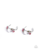 Paparazzi Borderline Bloom- Pink Hoops Earrings