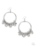 Paparazzi Boss Level- White Earrings
