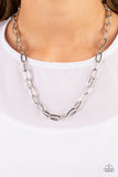Paparazzi Boston Backdrop - Silver Clain Links Necklace