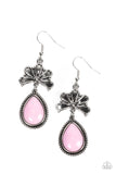 Paparazzi Brightly Blooming - Pink Teardrop Earrings