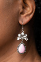 Paparazzi Brightly Blooming - Pink Teardrop Earrings