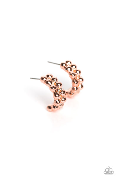 Paparazzi Bubbling Beauty - Copper Scalloped Pattern Tiny Hoops Earrings