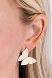 Paparazzi Butterfly Beholder - Gold Butterfly Earrings