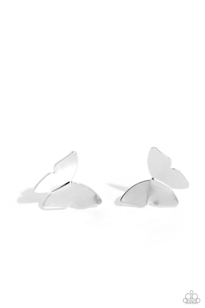 Paparazzi Butterfly Beholder - Silver Earrings