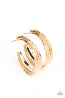 Paparazzi CONTOUR de Force - Gold Hoops Earrings