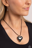 Paparazzi CORDED Love - Black Heart Necklace