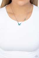 Paparazzi Cant BUTTERFLY Me Love - Blue Rhinestones Necklace