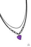 Paparazzi Carefree Confidence - Purple Gunmetal Heart Necklace