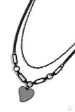 Paparazzi Carefree Confidence - Silver Gunmetal Heart Necklace