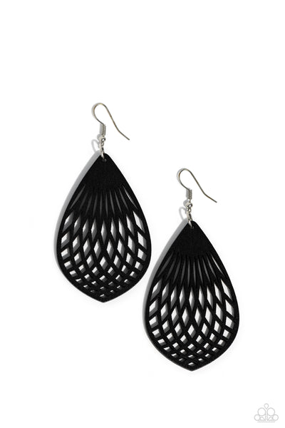 Paparazzi Caribbean Coral - Black Wooden Earrings