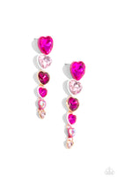 Paparazzi Cascading Casanova - Pink Heart Earrings