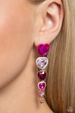 Paparazzi Cascading Casanova - Pink Heart Earrings