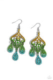 Paparazzi Chandelier Command - Multi Ombre Yellow Green Blue Earrings