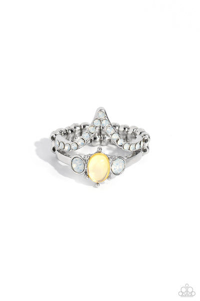 Paparazzi Chevron Celebrity - Yellow Oval-Cut Gem Ring