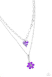 Paparazzi Childhood Charms - Purple Paperclip link Chain Heart Necklace