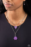 Paparazzi Childhood Charms - Purple Paperclip link Chain Heart Necklace