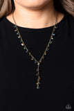 Paparazzi Chiseled Catwalk - Brass Reflective Gems Oil Spill Necklace