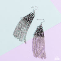 Paparazzi Cleopatras Allure - Silver Gray Beads Earrings