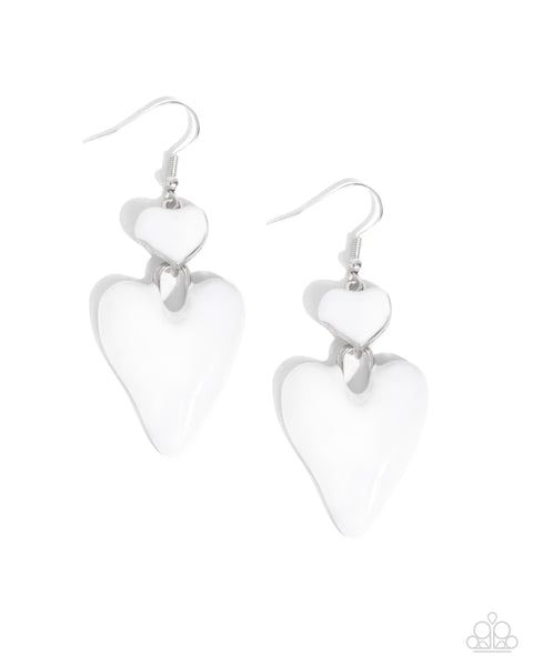 Paparazzi Colorful Chemistry - White Heart Earrings