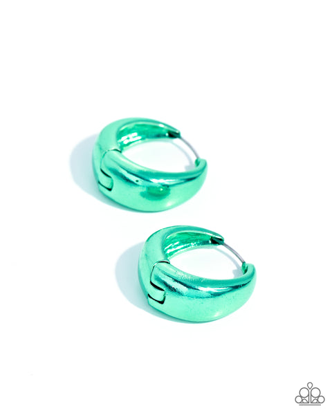 Paparazzi Colorful Curiosity - Green Hoops Earrings