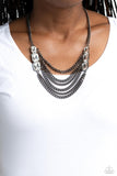 Paparazzi Come CHAIN or Shine - Black Industrial Emeral Cut Necklace