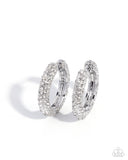 Paparazzi Commanding Chic- White Hoops Earrings