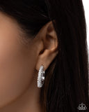 Paparazzi Commanding Chic- White Hoops Earrings
