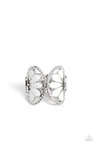 Paparazzi Concaved Catwalk - White Two Concaved half Circle Ring