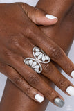 Paparazzi Concaved Catwalk - White Two Concaved half Circle Ring