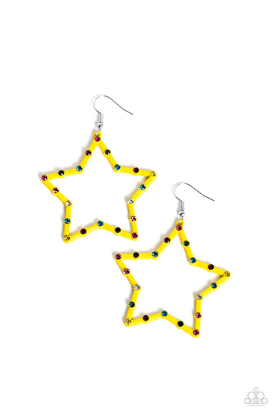 Paparazzi Confetti Craze - Yellow Star Earrings